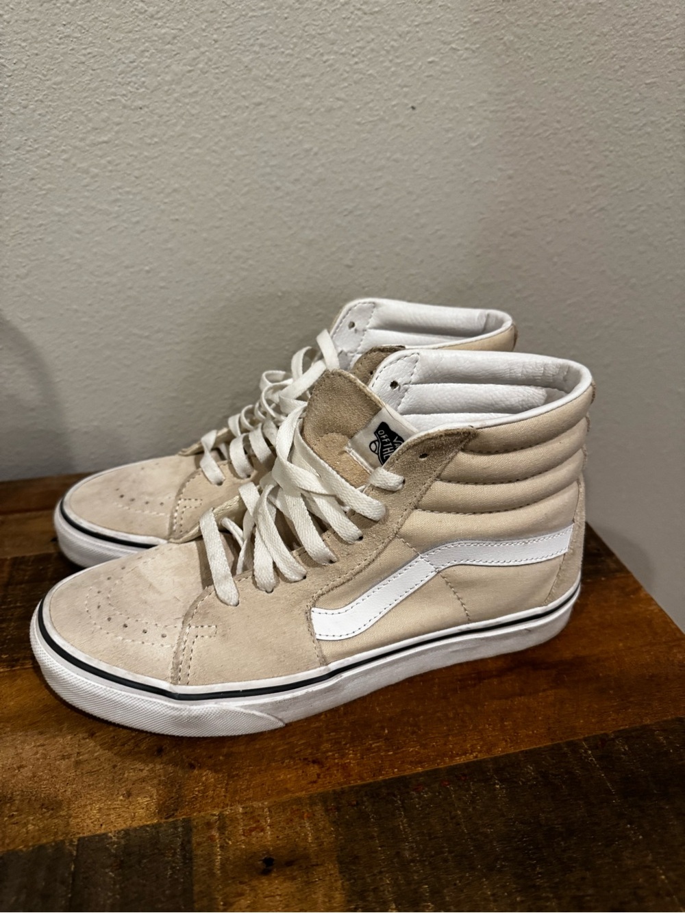 Vans high top cream sneakers